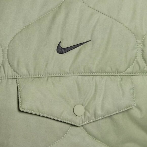 Nike Womens Oversized Quilted Trench Puffer Coat Oil Green FB8732-832 Medium - Picture 4 of 5